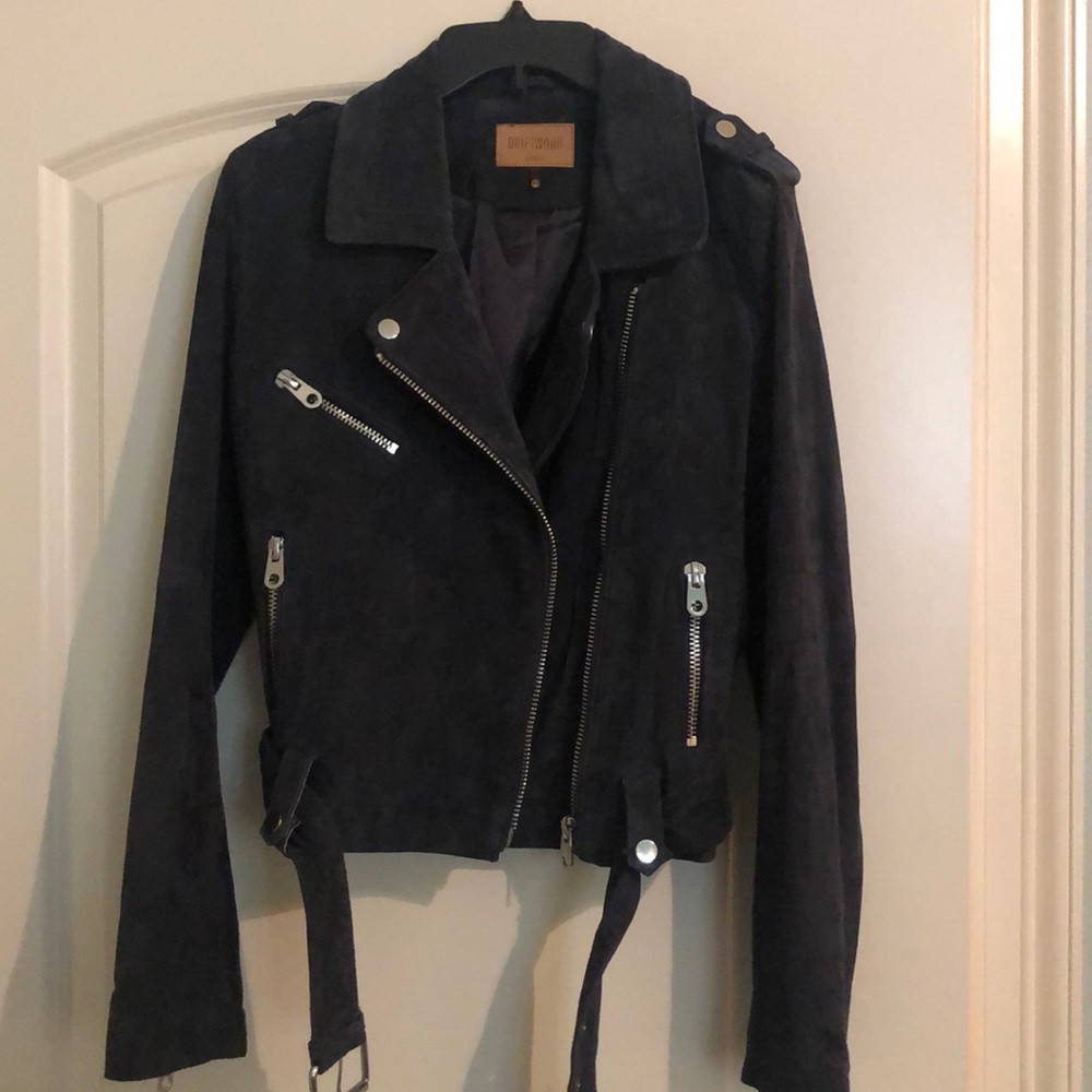 Dark grey suede biker jacket